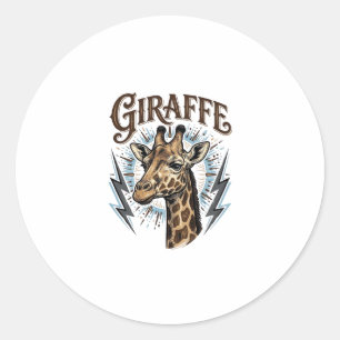 Vintage gravierte Giraffe Blitz T-Shirt Design_ Runder Aufkleber