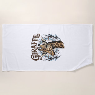 Vintage gravierte Giraffe Blitz T-Shirt Design_ Strandtuch