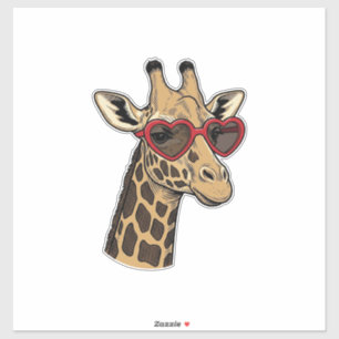 Vintage gravierte Giraffe Herz Sonnenbrille Design Aufkleber