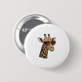 Vintage gravierte Giraffe Herz Sonnenbrille Design Button (Vorne & Hinten)