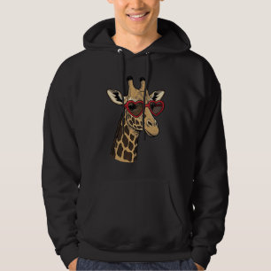 Vintage gravierte Giraffe Herz Sonnenbrille Design Hoodie