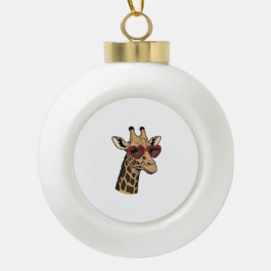 Vintage gravierte Giraffe Herz Sonnenbrille Design Keramik Kugel-Ornament