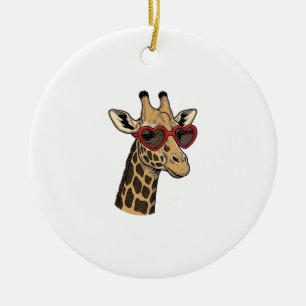 Vintage gravierte Giraffe Herz Sonnenbrille Design Keramik Ornament