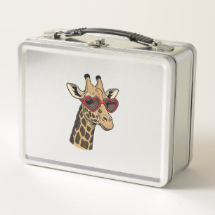 Vintage gravierte Giraffe Herz Sonnenbrille Design Metall Brotdose