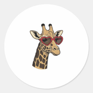 Vintage gravierte Giraffe Herz Sonnenbrille Design Runder Aufkleber