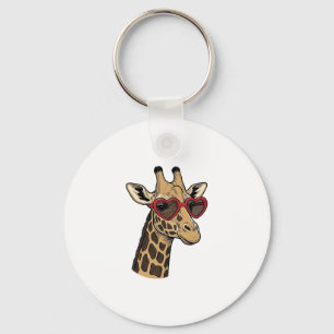 Vintage gravierte Giraffe Herz Sonnenbrille Design Schlüsselanhänger