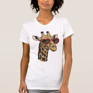 Vintage gravierte Giraffe Herz Sonnenbrille Design T-Shirt