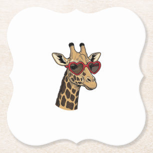 Vintage gravierte Giraffe Herz Sonnenbrille Design Untersetzer