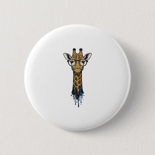 Vintage gravierte Giraffe mit Brille Design_1 Button (Vorderseite)