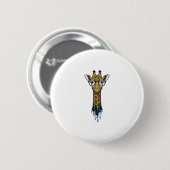 Vintage gravierte Giraffe mit Brille Design_1 Button (Vorne & Hinten)