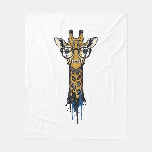 Vintage gravierte Giraffe mit Brille Design_1 Fleecedecke (Vorderseite)