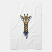 Vintage gravierte Giraffe mit Brille Design_1 Geschirrtuch (Vertikal)
