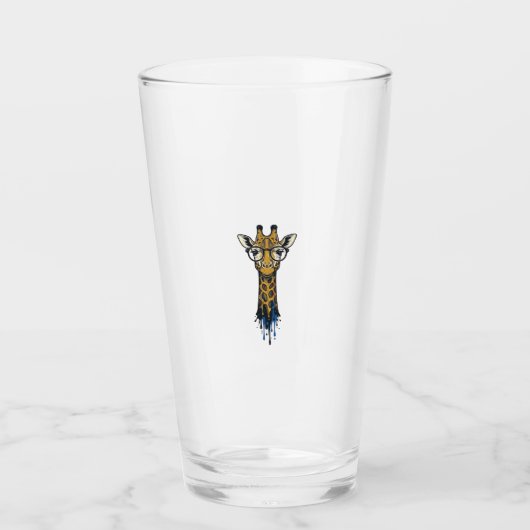 Vintage gravierte Giraffe mit Brille Design_1 Glas (Vorderseite)