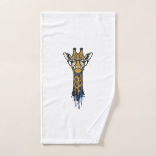 Vintage gravierte Giraffe mit Brille Design_1 Handtuch