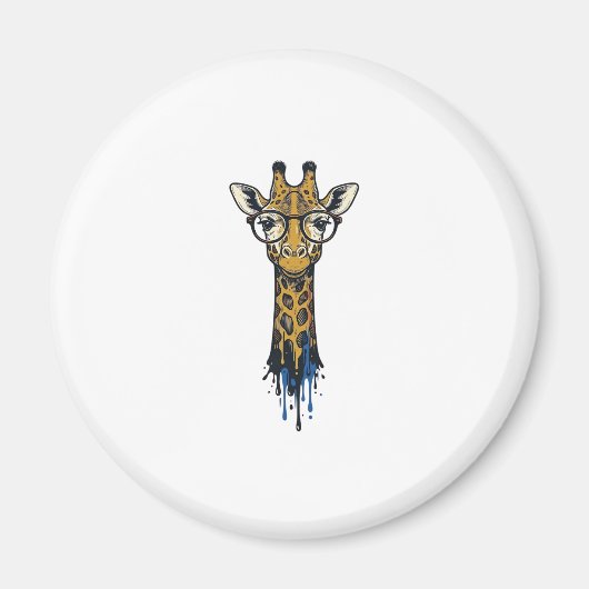 Vintage gravierte Giraffe mit Brille Design_1 Magnet (Vorne)