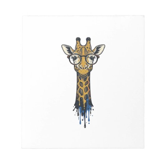 Vintage gravierte Giraffe mit Brille Design_1 Notizblock (Vorderseite)