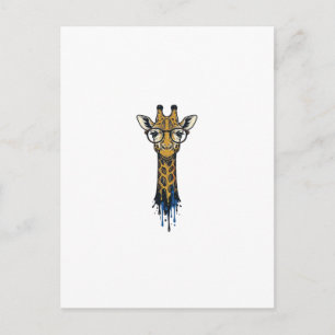 Vintage gravierte Giraffe mit Brille Design_1 Postkarte