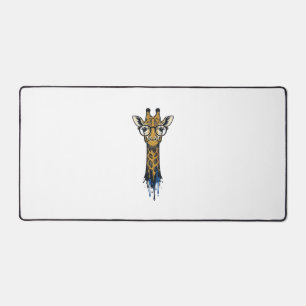 Vintage gravierte Giraffe mit Brille Design_1 Schreibtischunterlage