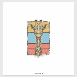 Vintage gravierte Giraffe Retro-Streifen-Shirt-Des Aufkleber