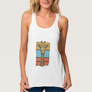Vintage gravierte Giraffe Retro-Streifen-Shirt-Des Tank Top
