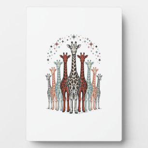 Vintage gravierte Giraffenherde Safari-Shirt-Desig Fotoplatte