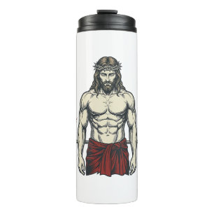Vintage gravierte Glaubensstärke Grafikdesign_1 Thermosbecher