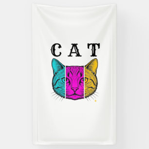 Vintage gravierte Katze Farbblock Grafikdesign_1 Banner