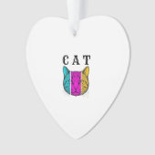 Vintage gravierte Katze Farbblock Grafikdesign_1 Ornament (Vorderseite)