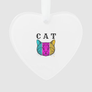 Vintage gravierte Katze Farbblock Grafikdesign_1 Ornament