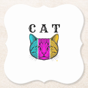 Vintage gravierte Katze Farbblock Grafikdesign_1 Untersetzer