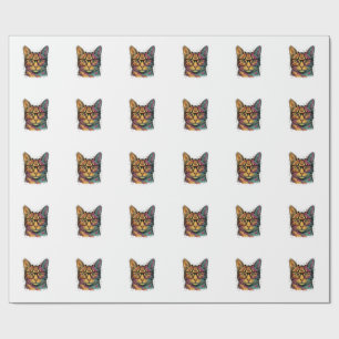 Vintage gravierte Katze mit Brille Vektor Design_1 Geschenkpapier