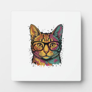 Vintage gravierte Katze mit Brille Vektordesign_1 Fotoplatte