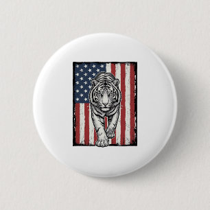 Vintage gravierte Tiger-Amerikanische-Flagge Patri Button