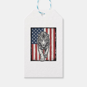 Vintage gravierte Tiger-Amerikanische-Flagge Patri Geschenkanhänger