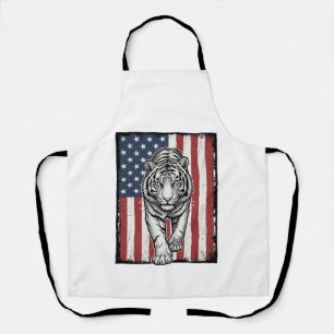 Vintage gravierte Tiger-Amerikanische-Flagge Patri Schürze