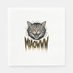 Vintage gravierte wütende Katze MIAOWWW Vektordesi Serviette