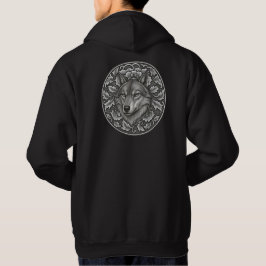 Vintage gravierter florale Wolfskopf-Design  Hoodie