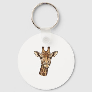 Vintage gravierter Giraffen-Kopf-Vektordesign_1 Schlüsselanhänger