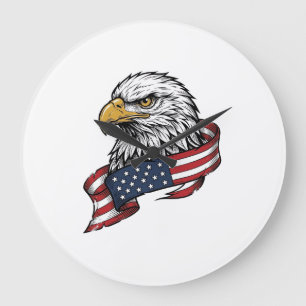 Vintage graviertes Adler patriotisches Shirts Desi Große Wanduhr