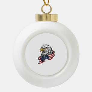 Vintage graviertes Adler-Patriotismus-Shirt-Design Keramik Kugel-Ornament