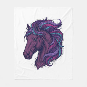 Vintage graviertes bunte Pferdekopf-Kunst-Shirt_1 Fleecedecke