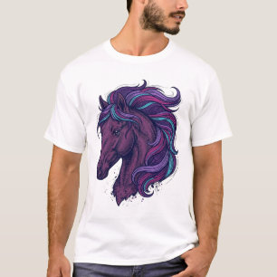 Vintage graviertes bunter Pferdekopf Kunst-Shirt_1 T-Shirt
