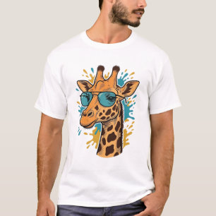 Vintage graviertes cooles Giraffe Sonnenbrille Shi T-Shirt