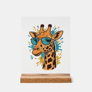 Vintage graviertes cooles Giraffen-Sonnenbrillen-S Acrylschild