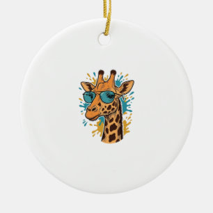 Vintage graviertes cooles Giraffen-Sonnenbrillen-S Keramik Ornament