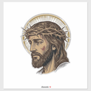 Vintage graviertes Crown of Thorns Portrait-Shirt_ Aufkleber