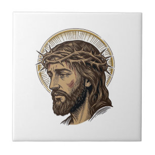 Vintage graviertes Crown of Thorns Portrait-Shirt_ Fliese
