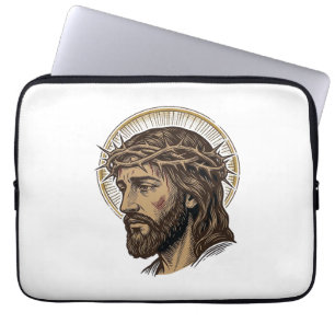 Vintage graviertes Crown of Thorns Portrait-Shirt_ Laptopschutzhülle