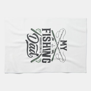 Vintage graviertes Fishing Dad Shirt-Design Geschirrtuch
