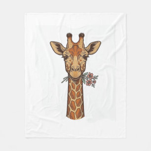 Vintage graviertes Giraffe Mit Blumen Shirt_1 Fleecedecke